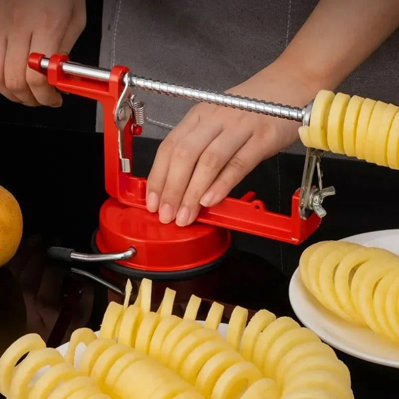 Spiral Potato Cutter, Manually Rotating Potato Tower Machine, Portable Quick Spiral French Slicer Cutter Bar, Vegetable Spiral Cutter Machine, Twist Fries Machine, Metal Peeler Corer Slicer, Creative Hand-shake Fruit Potato Peeler, Home Kitchen Gadget Spiral Potato Cutter, Manually Rotating Potato Tower Machine, Portable Quick Spiral French Slicer Cutter Bar, Vegetable Spiral Cutter Machine, Twist Fries Machine, Metal Peeler Corer Slicer, Creative Hand-shake Fruit Potato Peeler, Home Kitchen Gadget